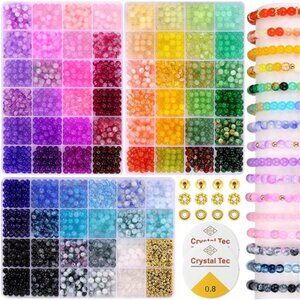 6mm Glass Beads for Bracelets, 2700pcs 70 Colors Crackle Glass Beads‎ for